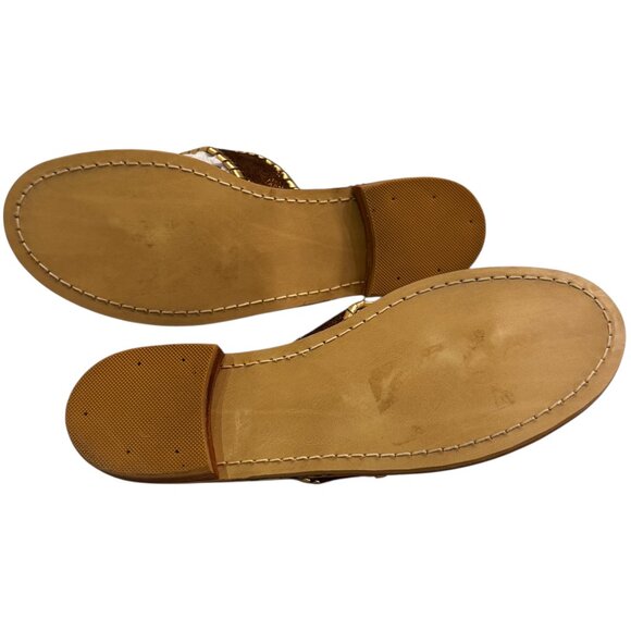 Like New! Jack Rogers Navajo Sandals in Brown & Gold l Size 8M - Picture 6 of 9
